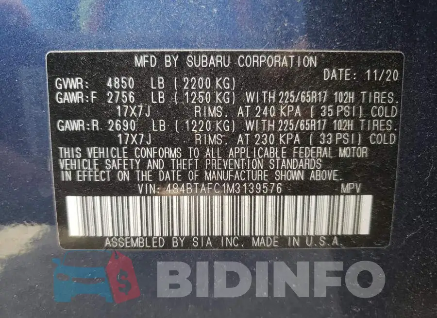 4S4BTAFC1M3139576 Photo# 13