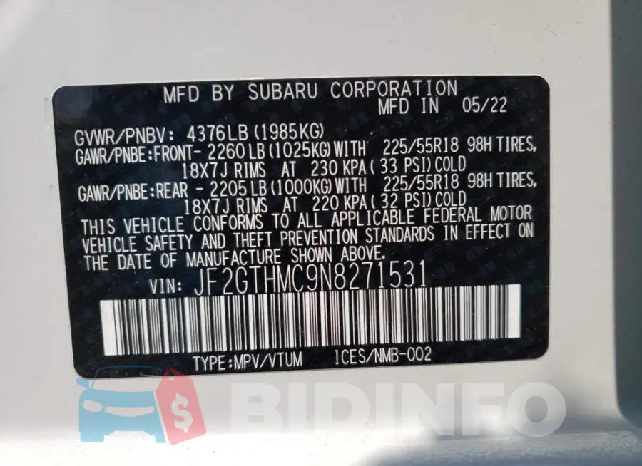 JF2GTHMC9N8271531 Photo# 13