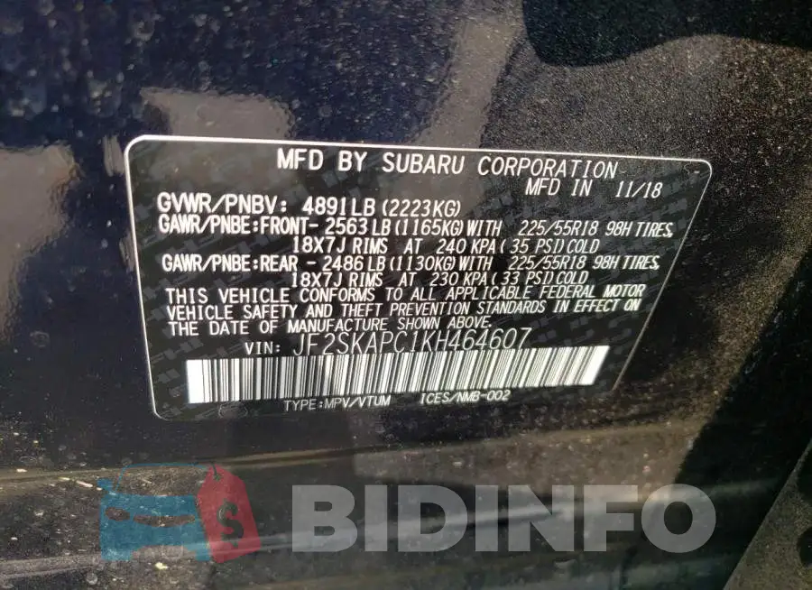 JF2SKAPC1KH464607 Photo# 12