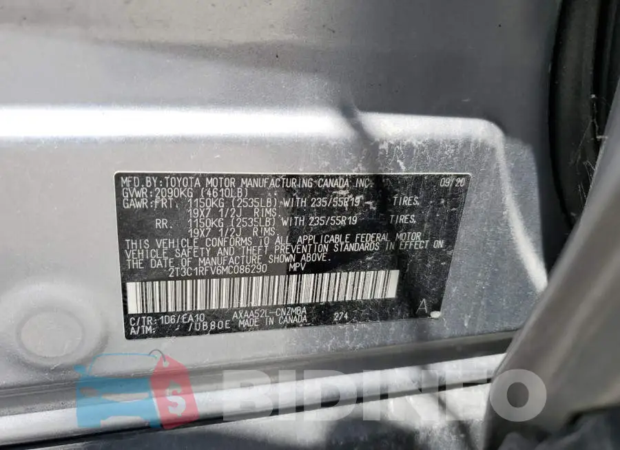 2T3C1RFV6MC086290 Photo# 12
