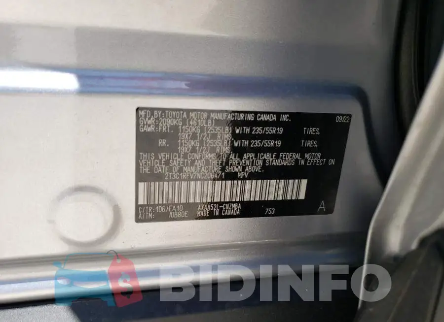 2T3C1RFV7NC206471 Photo# 13