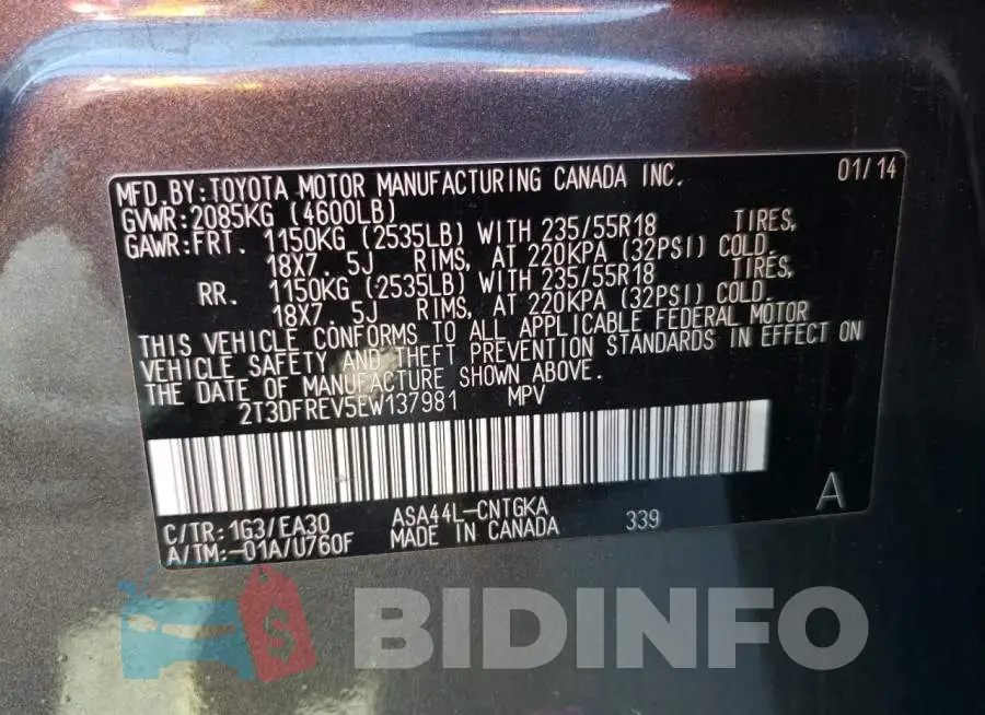 2T3DFREV5EW137981 Photo# 13