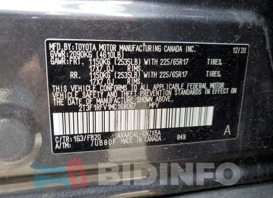 2T3F1RFV1MC168067 Photo# 14