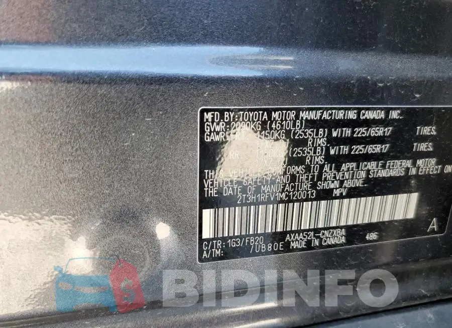 2T3H1RFV1MC120013 Photo# 12