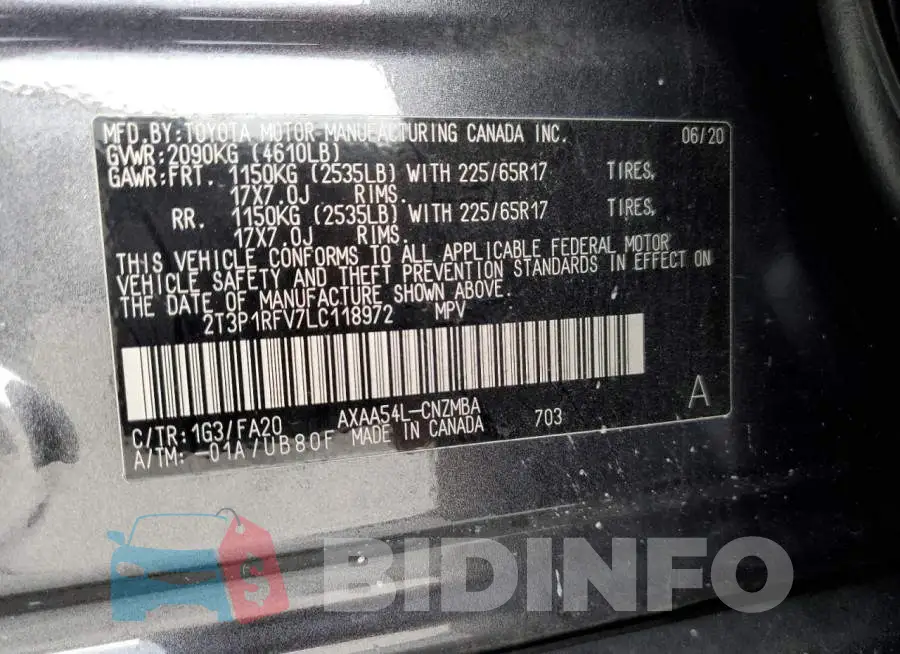 2T3P1RFV7LC118972 Photo# 13