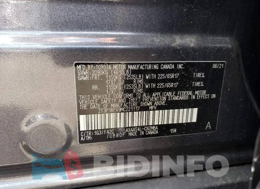 2T3P1RFV9MC221117 Photo# 12