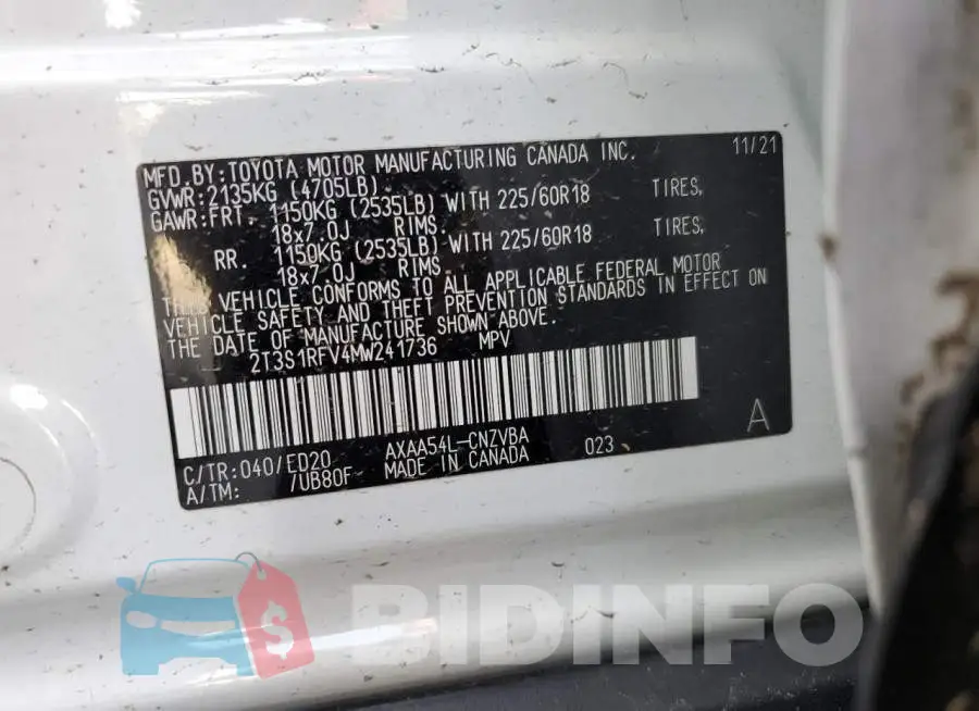 2T3S1RFV4MW241736 Photo# 12