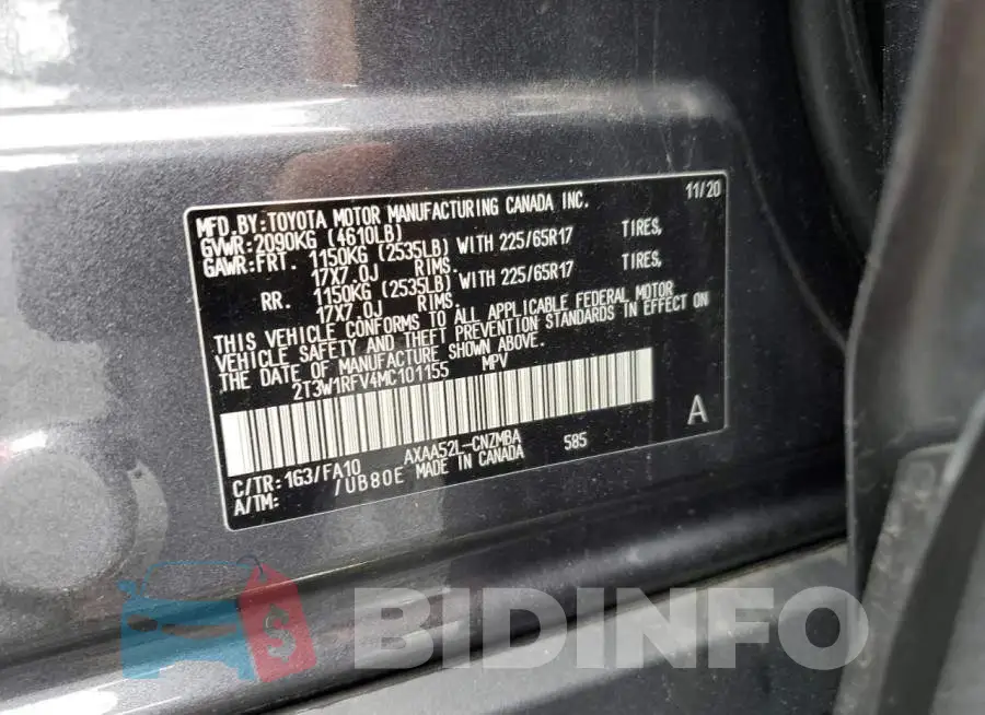 2T3W1RFV4MC101155 Photo# 12