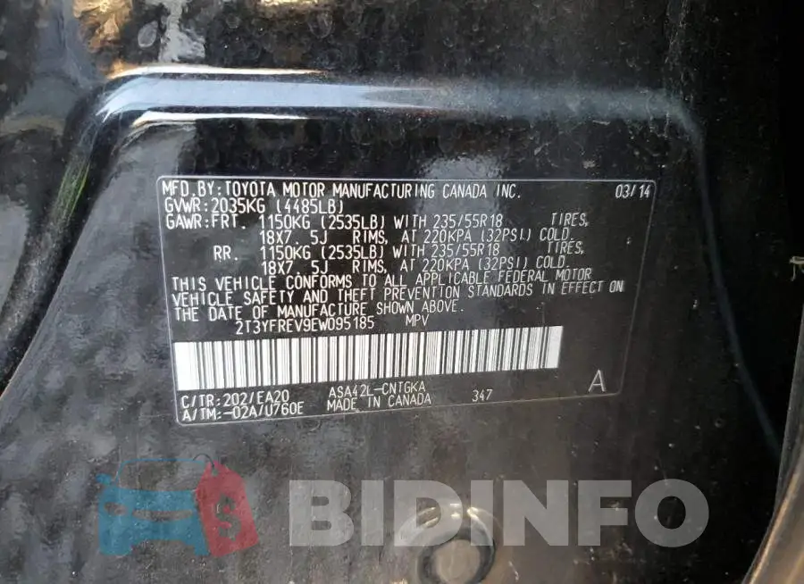2T3YFREV9EW095185 Photo# 13