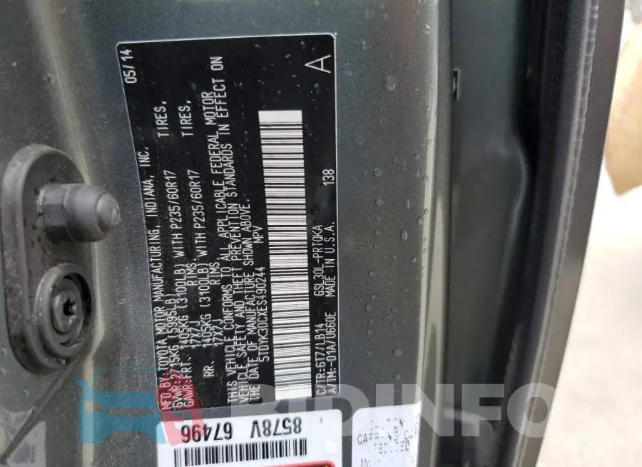 5TDYK3DCXES490244 Photo# 12