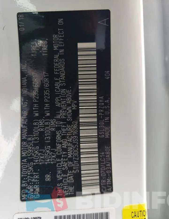 5TDYZ3DC5JS916962 Photo# 13