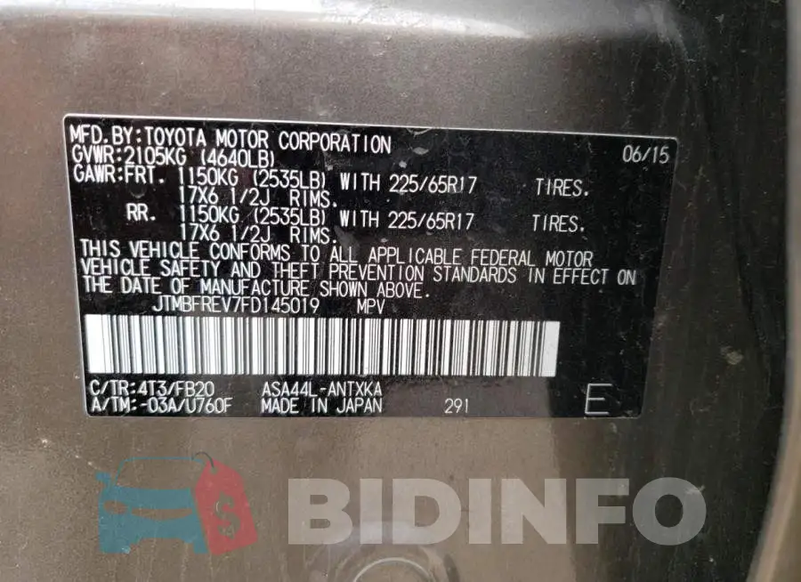 JTMBFREV7FD145019 Photo# 14