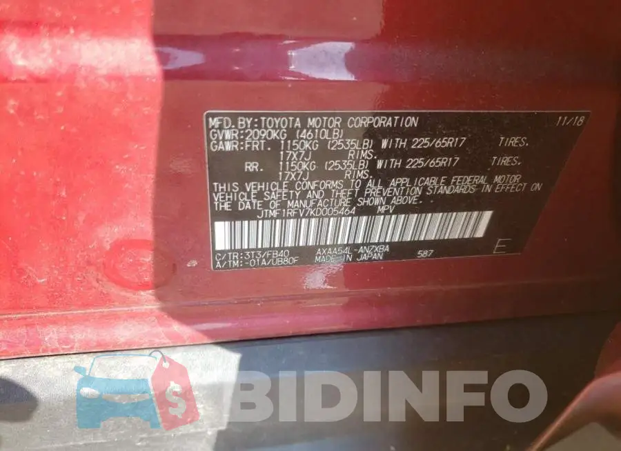 JTMF1RFV7KD005464 Photo# 12