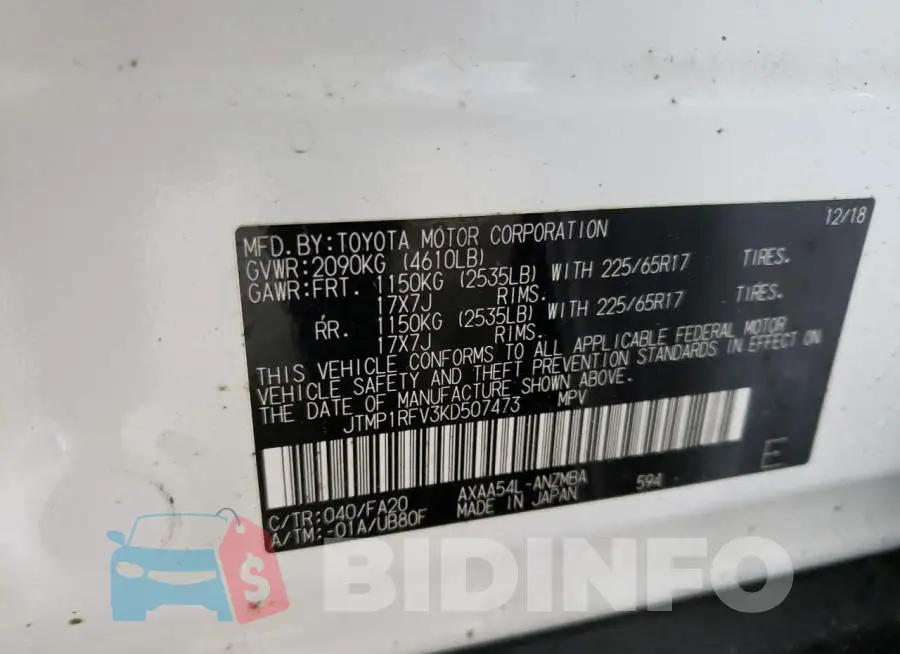 JTMP1RFV3KD507473 Photo# 14