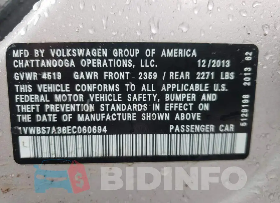 1VWBS7A36EC060694 Photo# 12
