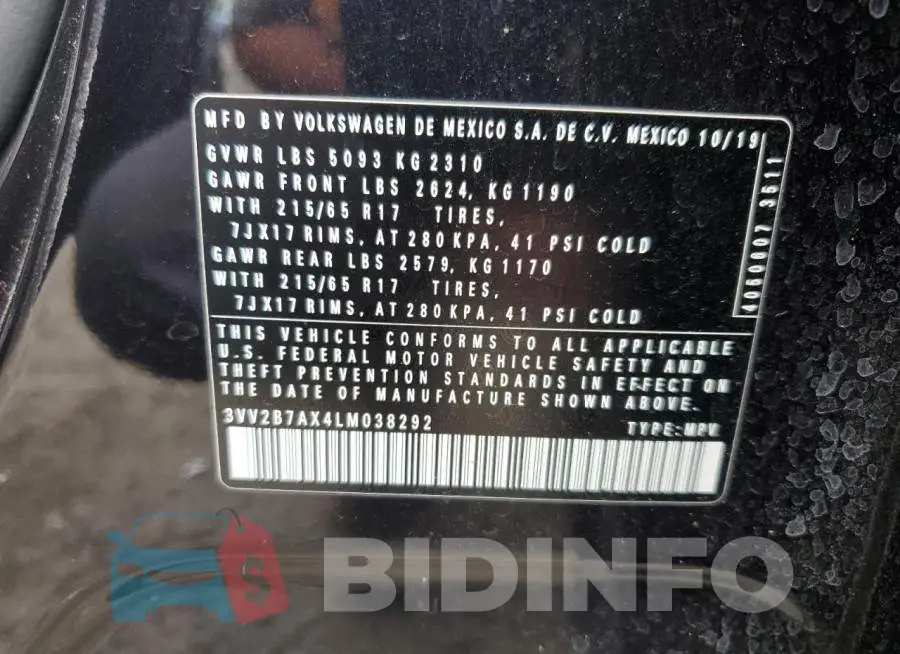 3VV2B7AX4LM038292 Photo# 12