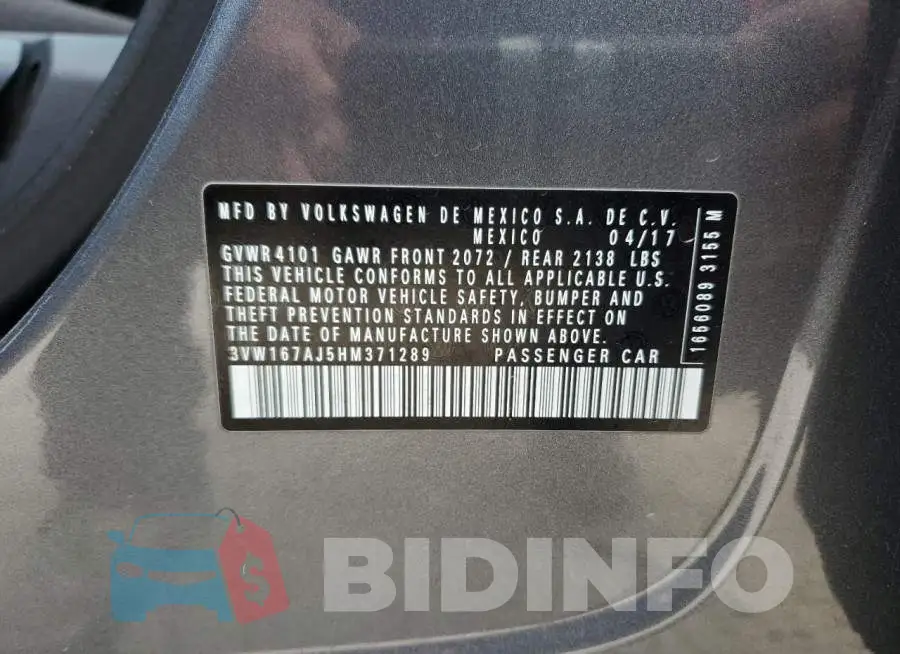 3VW167AJ5HM371289 Photo# 12