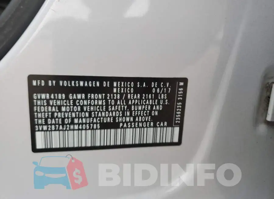 3VW2B7AJ2HM405785 Photo# 13