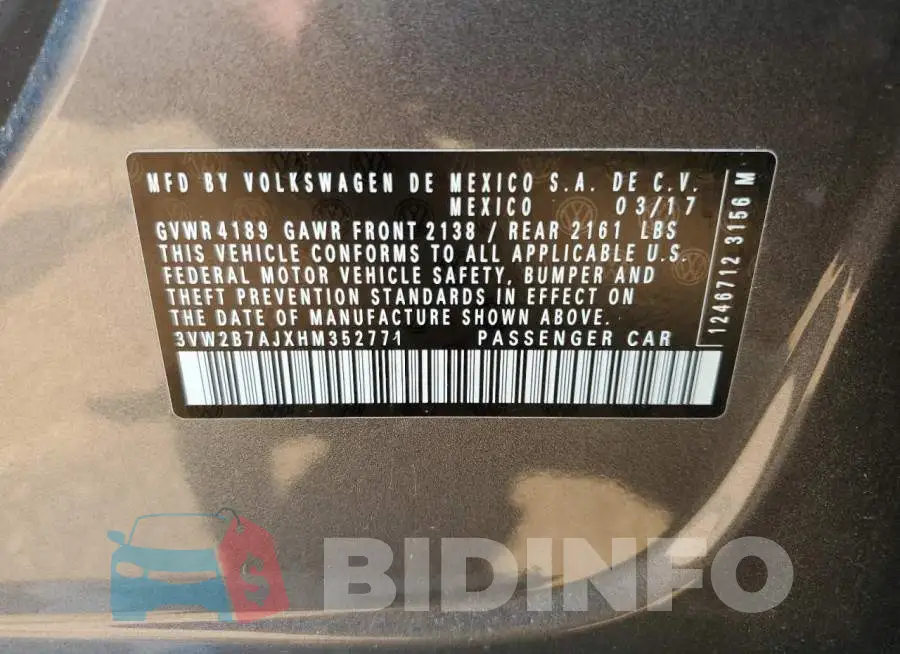 3VW2B7AJXHM352771 Photo# 13