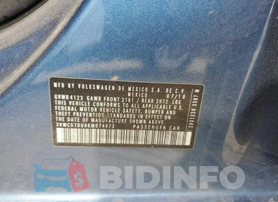 3VWC57BU6KM074673 Photo# 12