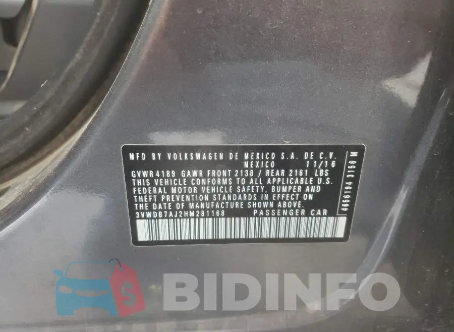 3VWDB7AJ2HM281168 Photo# 10