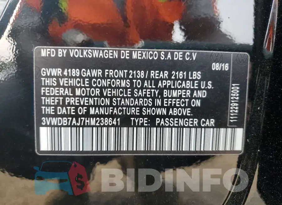 3VWDB7AJ7HM238641 Photo# 12