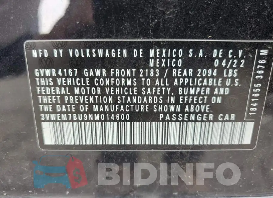 3VWEM7BU9NM014600 Photo# 13