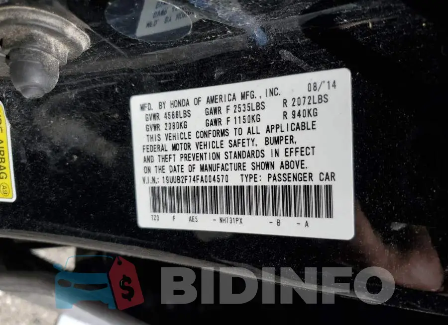 19UUB2F74FA004570 Photo# 13