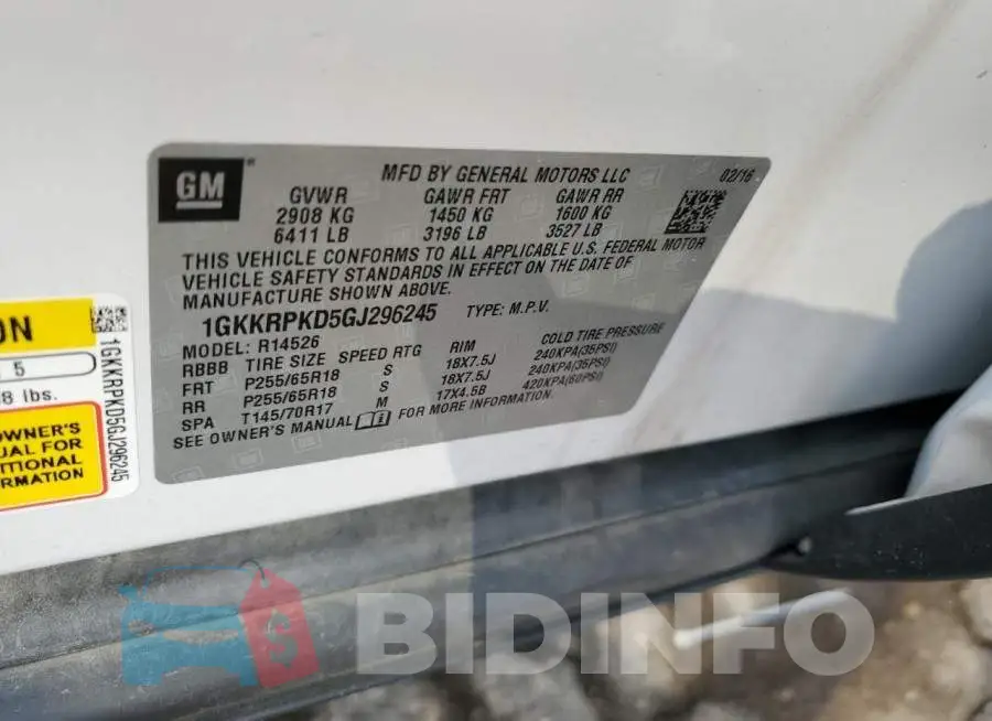 1GKKRPKD5GJ296245 Photo# 12