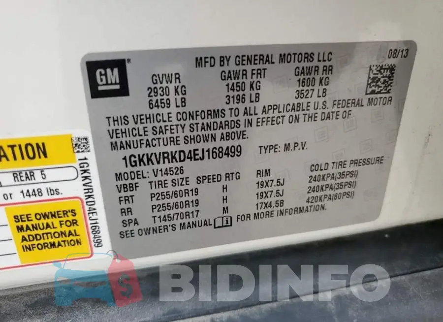 1GKKVRKD4EJ168499 Photo# 13