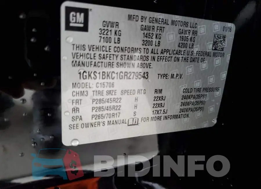 1GKS1BKC1GR279543 Photo# 13