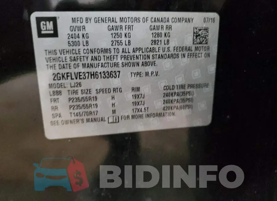 2GKFLVE37H6133637 Photo# 13