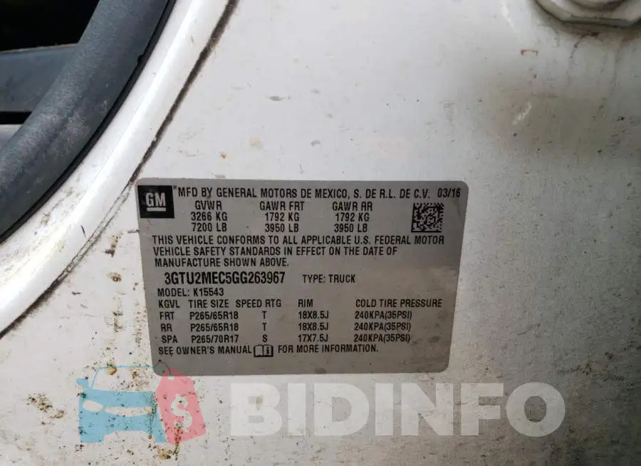3GTU2MEC5GG263967 Photo# 12
