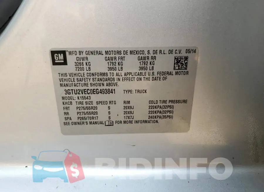 3GTU2VEC0EG493841 Photo# 12