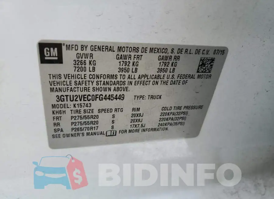 3GTU2VEC0FG445449 Photo# 12