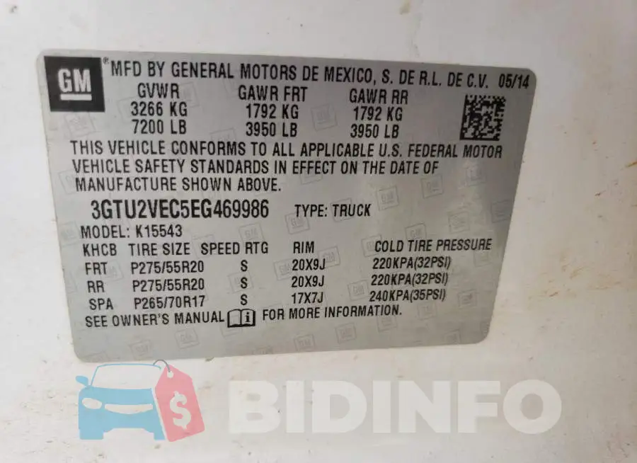 3GTU2VEC5EG469986 Photo# 13