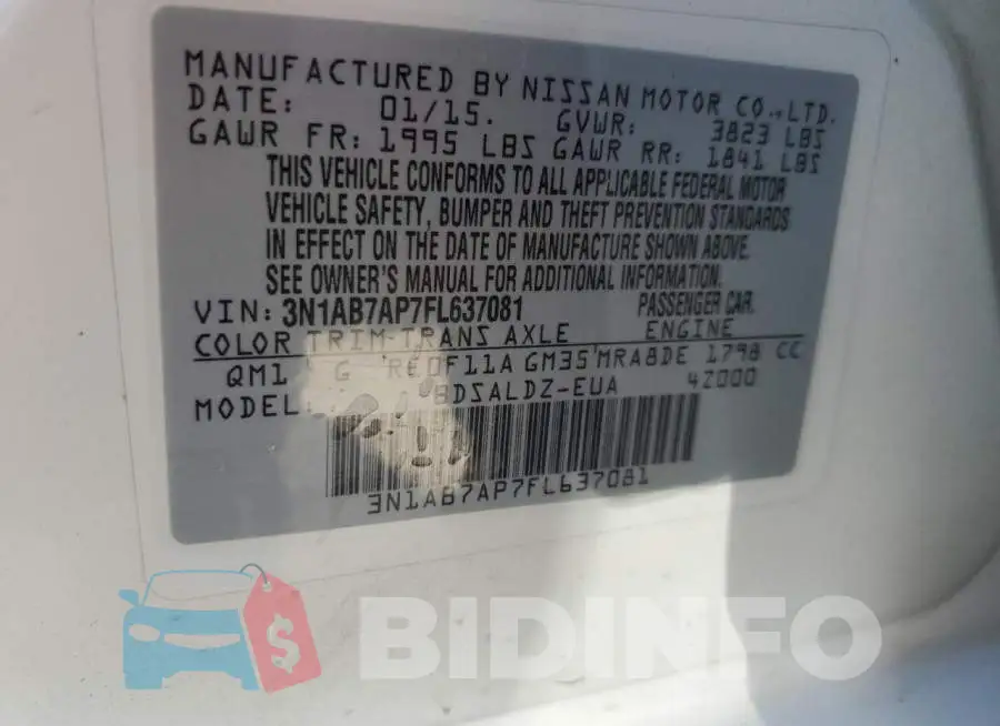3N1AB7AP7FL637081 Photo# 12