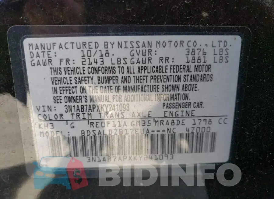 3N1AB7APXKY241093 Photo# 13