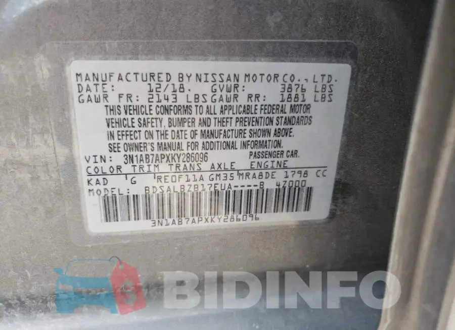 3N1AB7APXKY286096 Photo# 12
