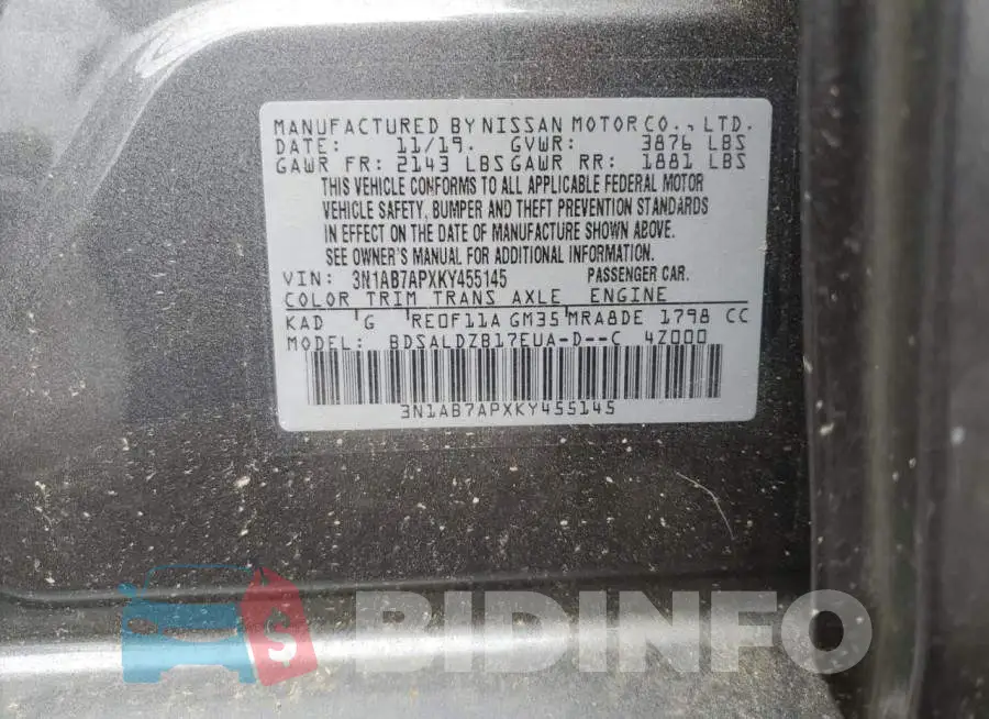 3N1AB7APXKY455145 Photo# 12
