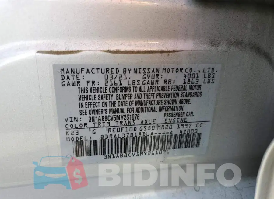 3N1AB8CV5MY261076 Photo# 12