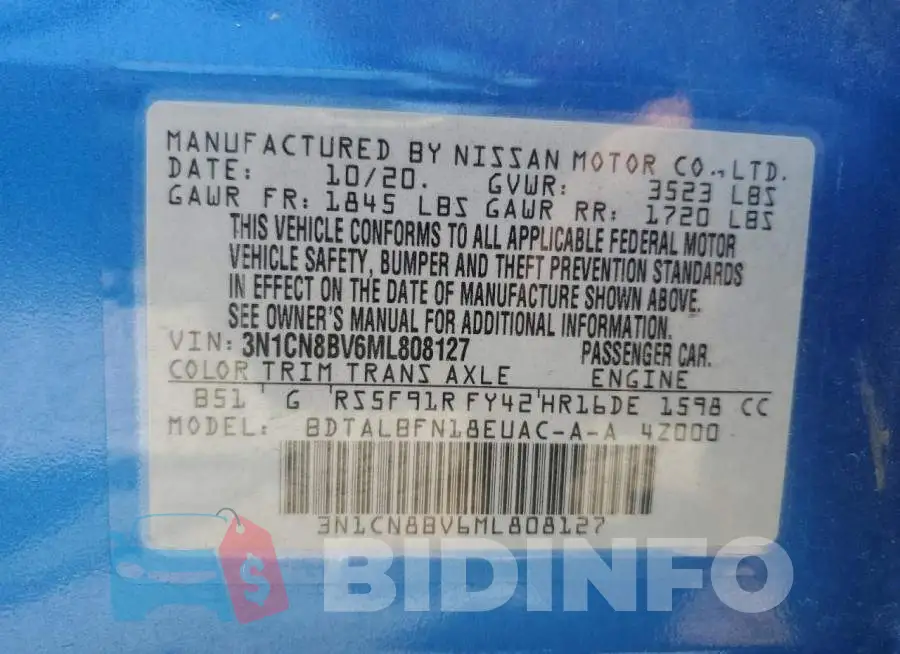 3N1CN8BV6ML808127 Photo# 12