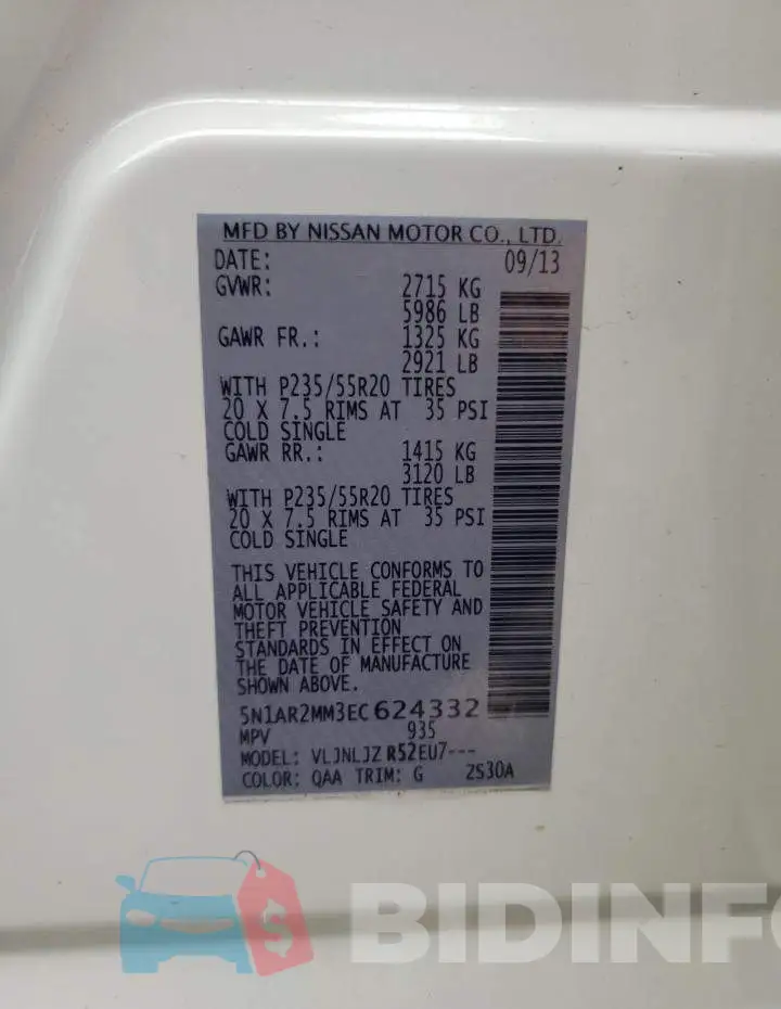 5N1AR2MM3EC624332 Photo# 13