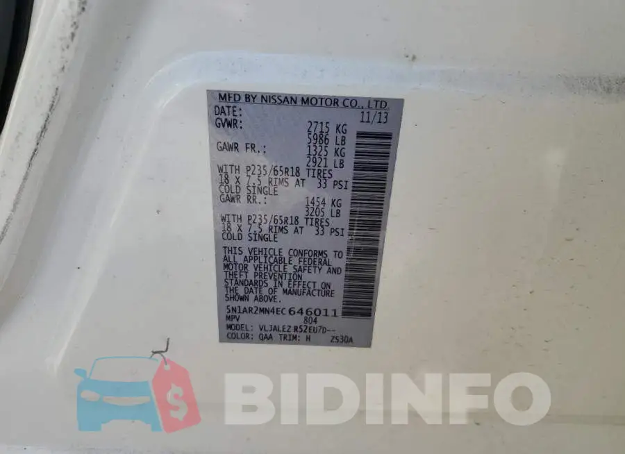 5N1AR2MN4EC646011 Photo# 13