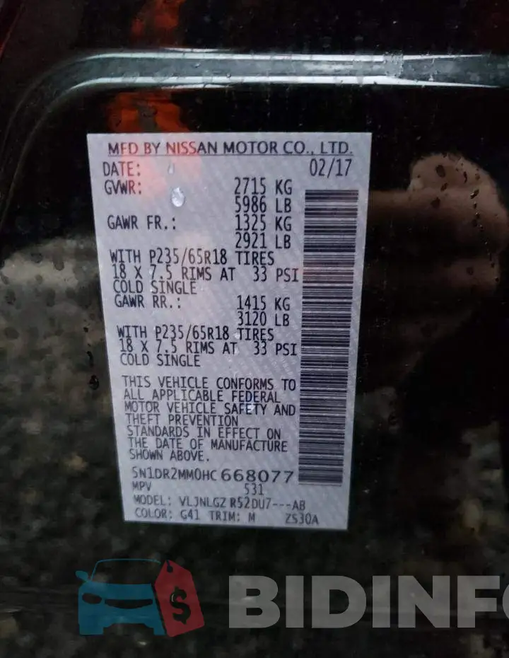 5N1DR2MM0HC668077 Photo# 10