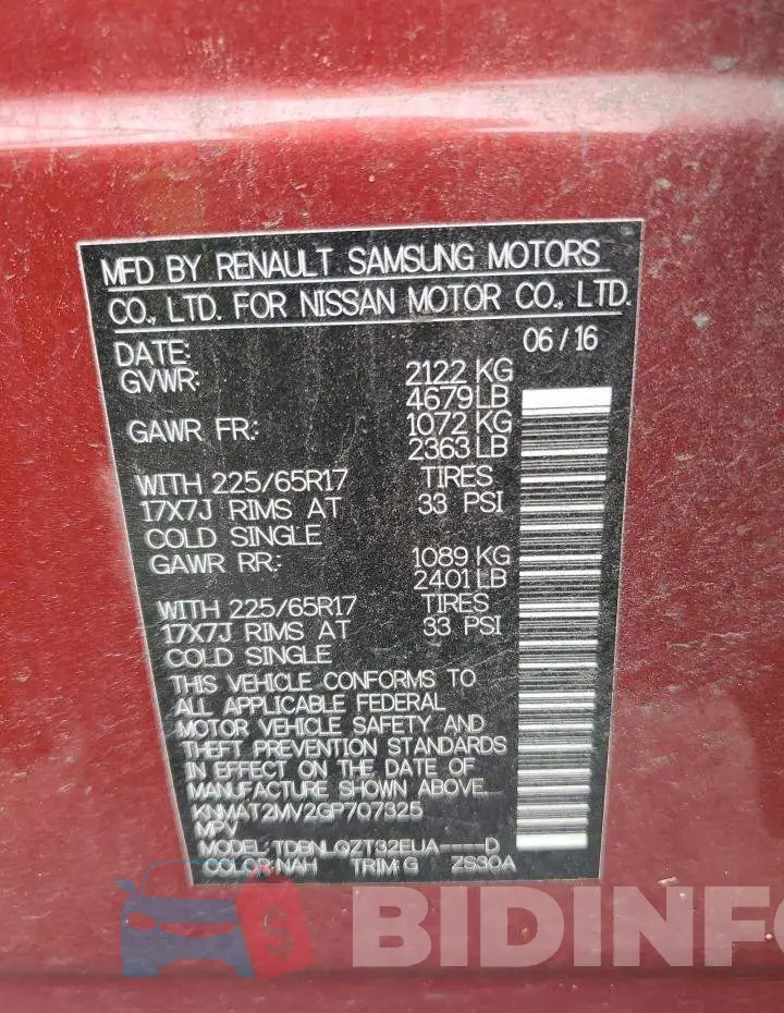 KNMAT2MV2GP707325 Photo# 14
