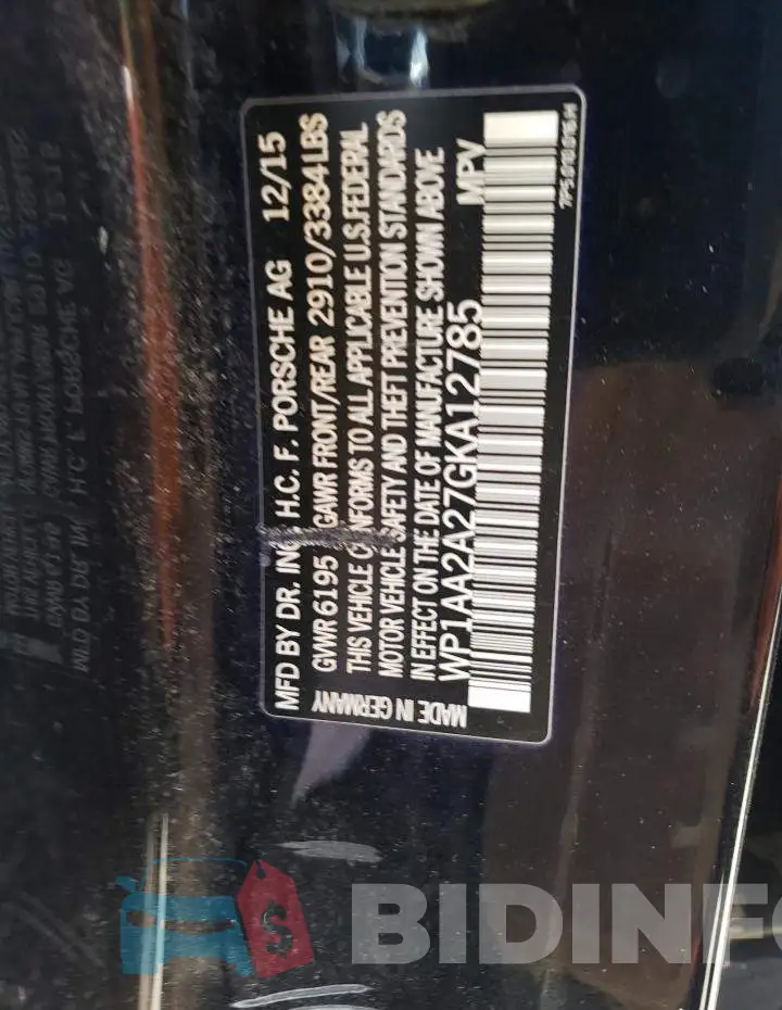 WP1AA2A27GKA12785 Photo# 13