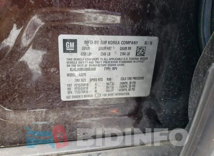 KL4CJASB5GB662809 Photo# 13