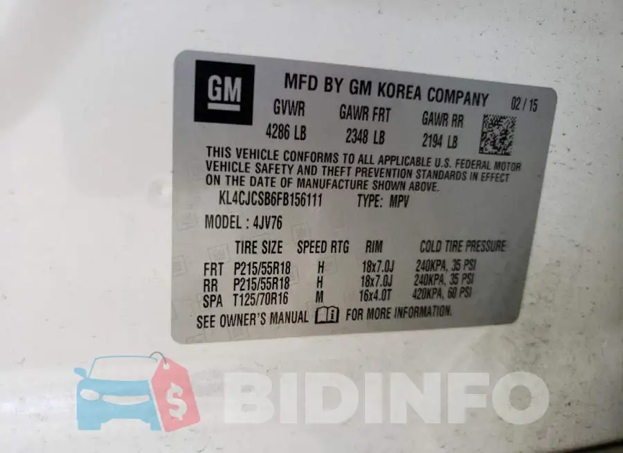 KL4CJCSB6FB156111 Photo# 13