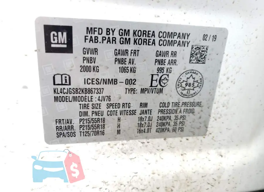 KL4CJGSB2KB867337 Photo# 13